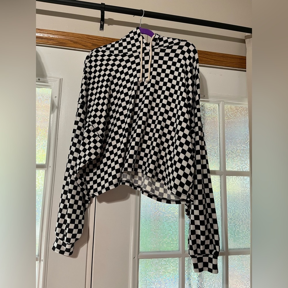 Checkered crop hoodie